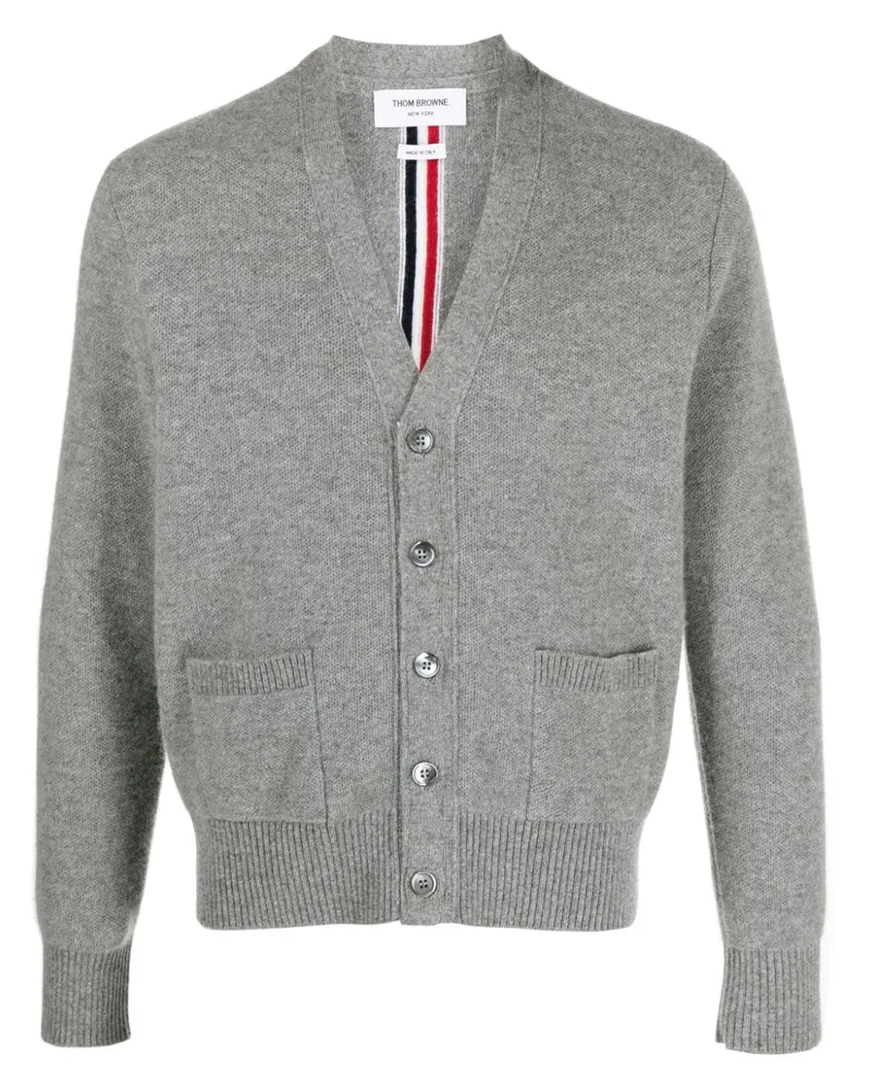 Thom Browne Wollcardigan mit RWB-Streifen - Grau Grau