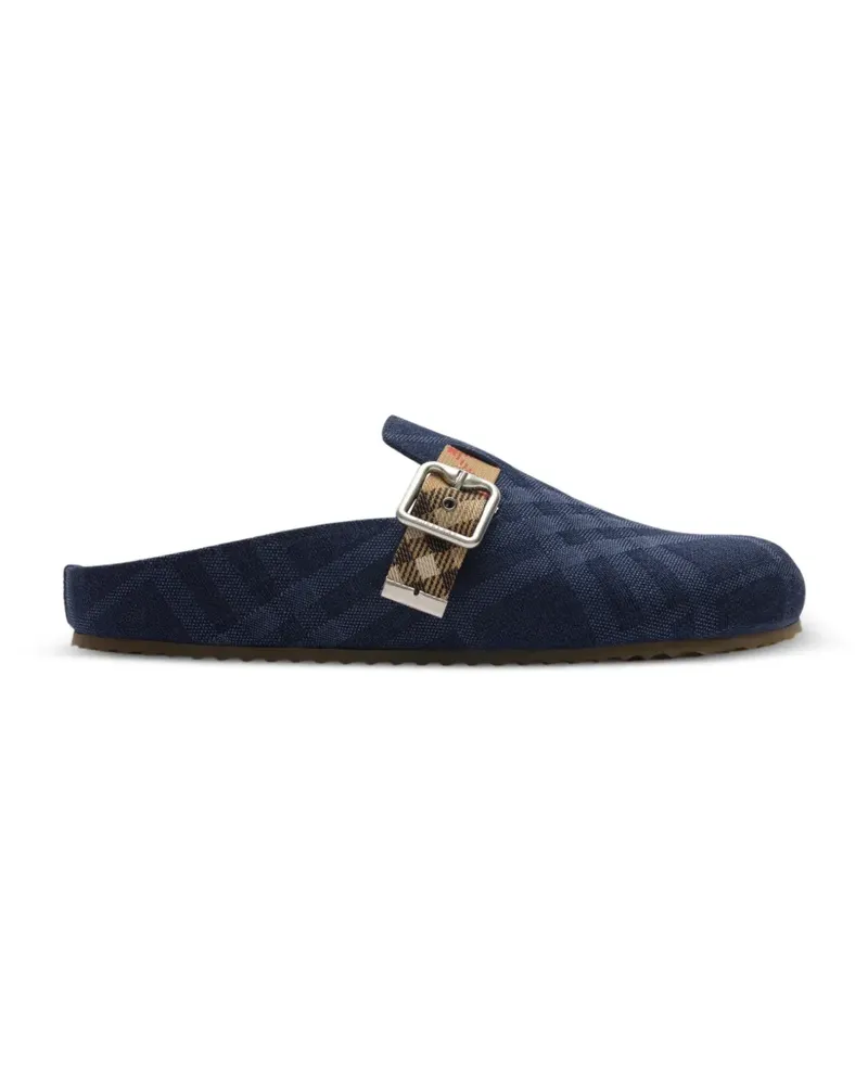 Burberry Urchin Clogs mit kariertem Denim - Blau Blau