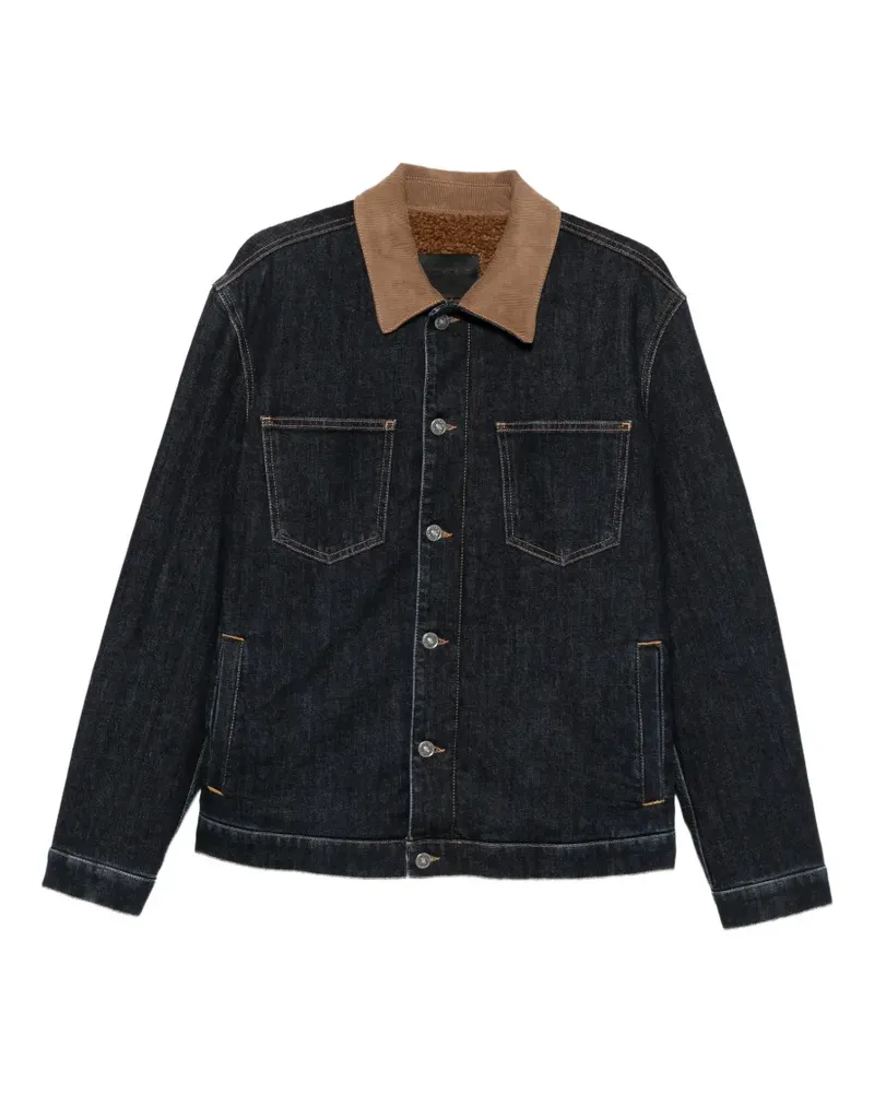 Dondup corduroy-collar denim jacket - Blau Blau