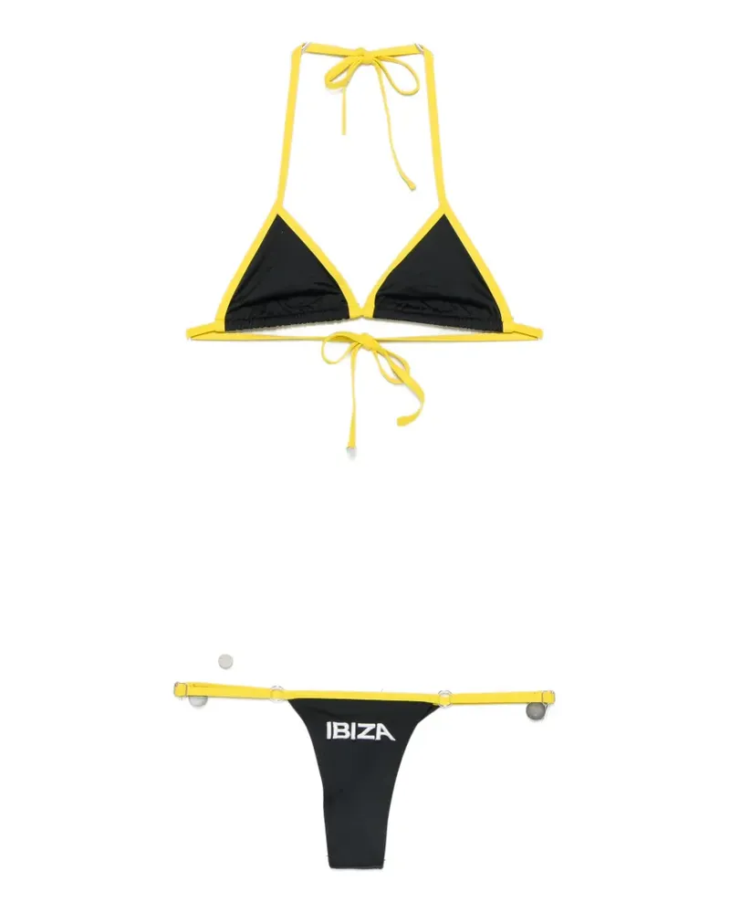 ATTICO logo-print triangle-cup bikini - Schwarz Schwarz