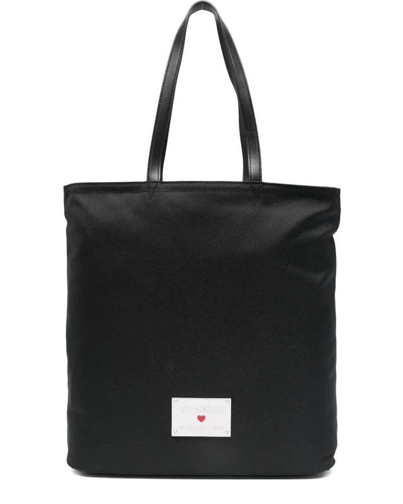 Moschino Shopper mit Logo-Schild - Schwarz Schwarz