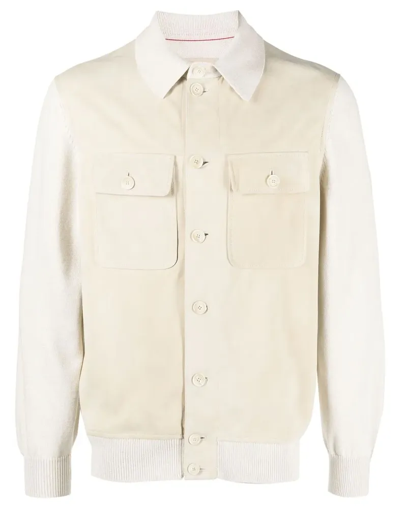 Brunello Cucinelli Hemdjacke aus Leder - Nude Nude