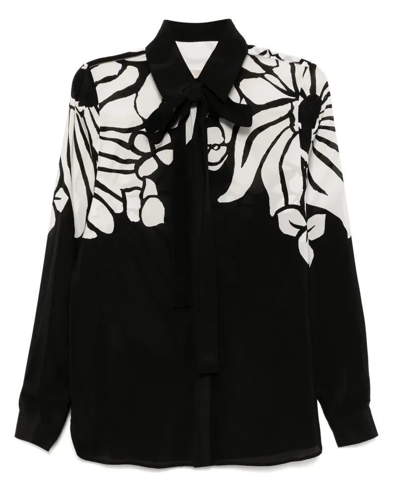 Elie Saab Seidenhemd mit Print - Schwarz Schwarz