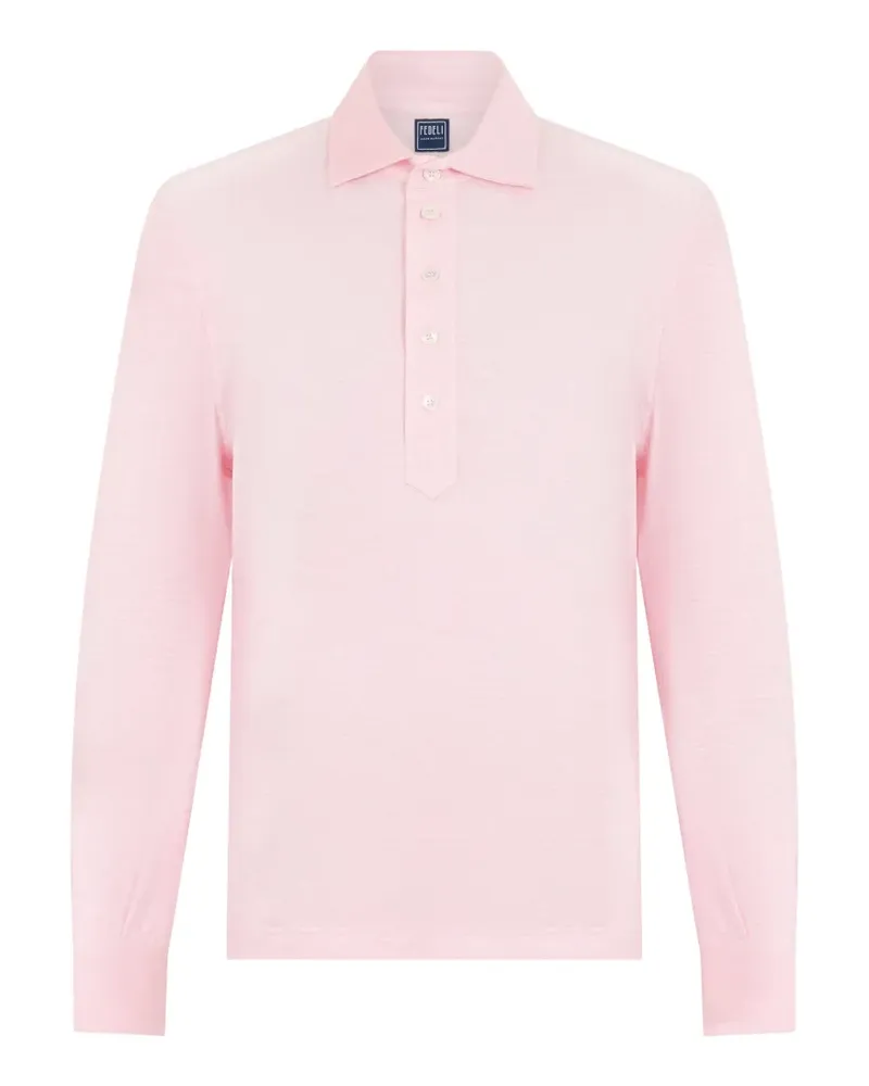 Fedeli long-sleeve button-fastening polo shirt - Rosa Rosa