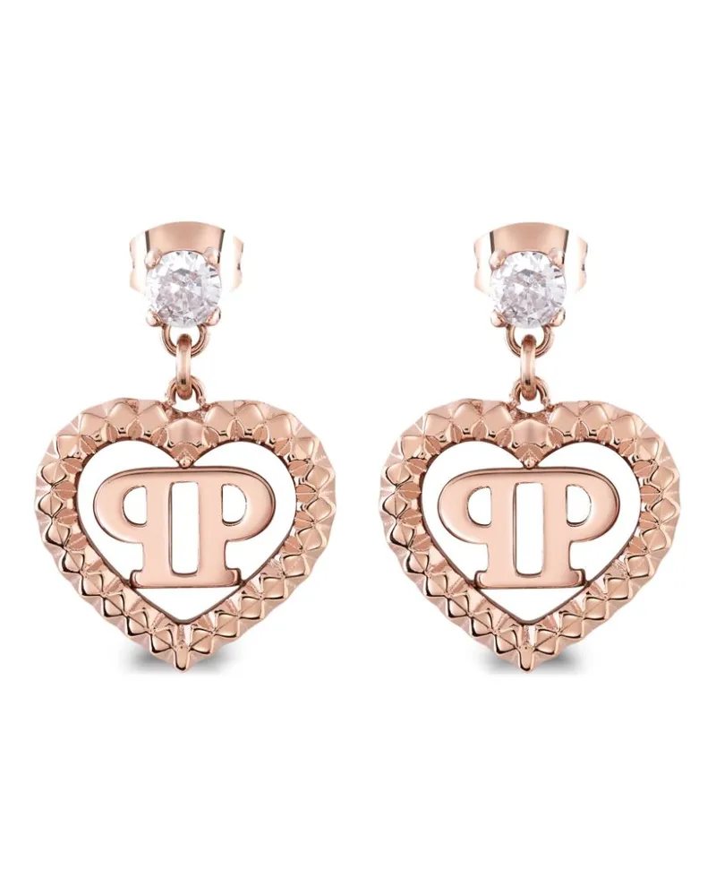 Philipp Plein Rocked Hearts Ohrringe mit Anhänger - Rosa Rosa