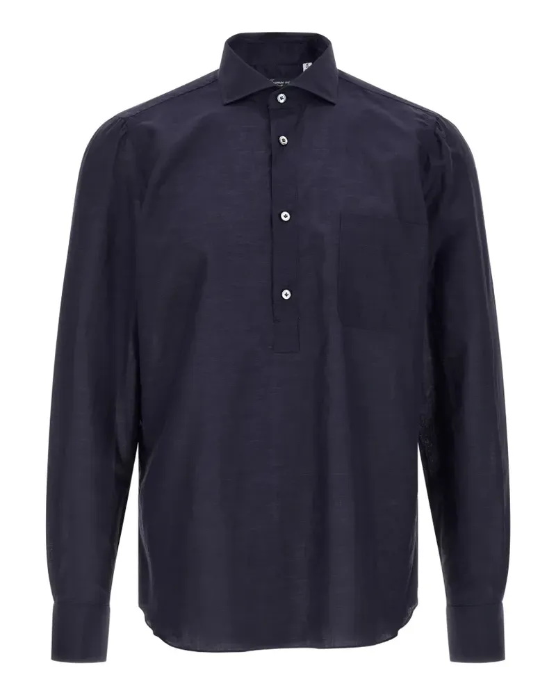 Finamore 1925 Hemd mit Brusttasche - Blau Blau