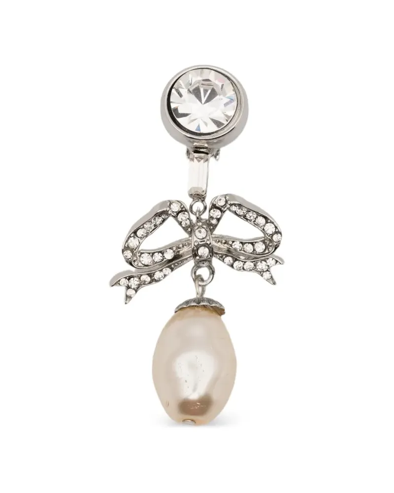 N° 21 Ohrringe mit Schleife und Kunstperlen - Silber Silber