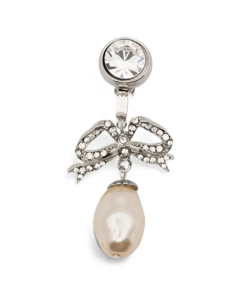 N° 21 Ohrringe mit Schleife und Kunstperlen - Silber Silber