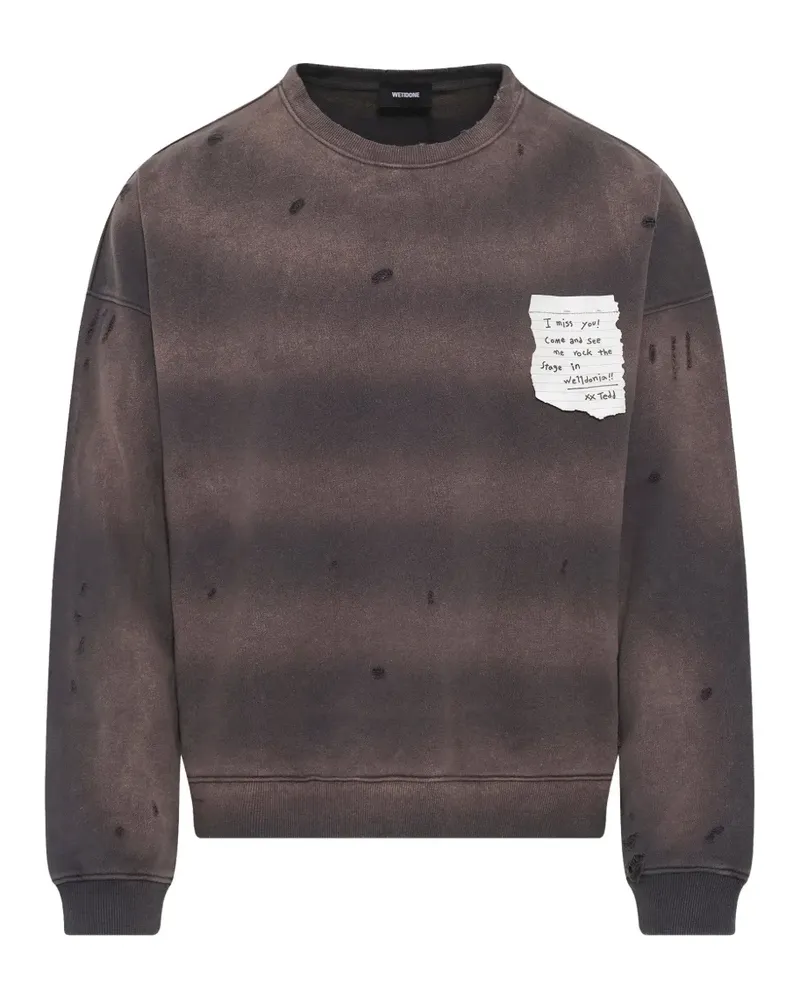 WE 11 DONE Grunge Paper Note distressed sweatshirt - Grau Grau