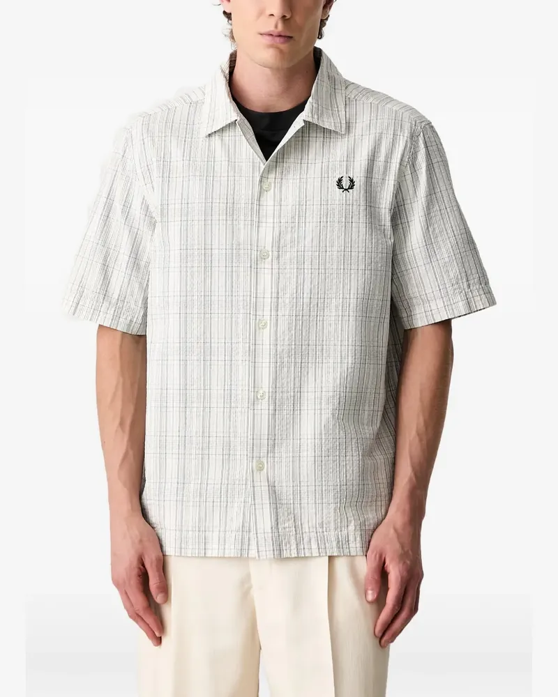 Fred Perry check-print short-sleeve shirt - Nude Nude