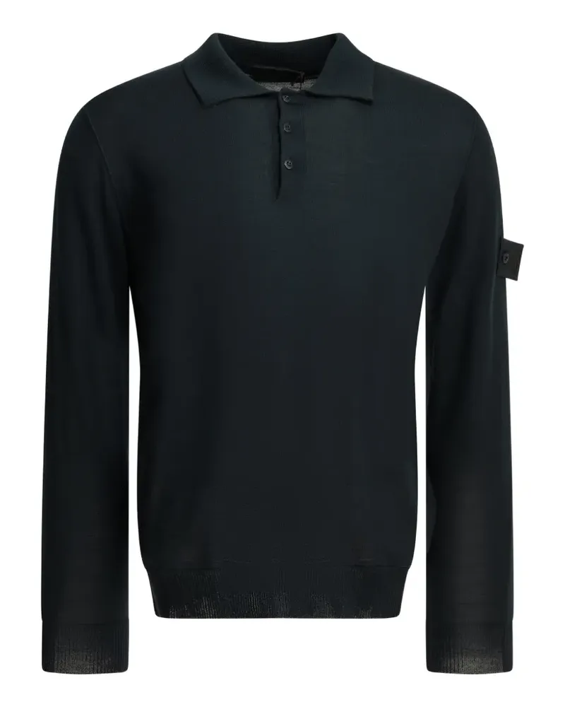 Stone Island logo-patch button-up sweater - Blau Blau