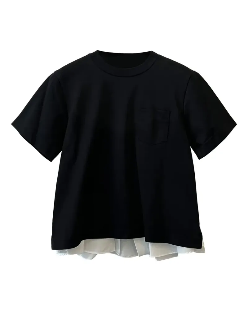 Sacai Gerüschtes T-Shirt - Schwarz Schwarz