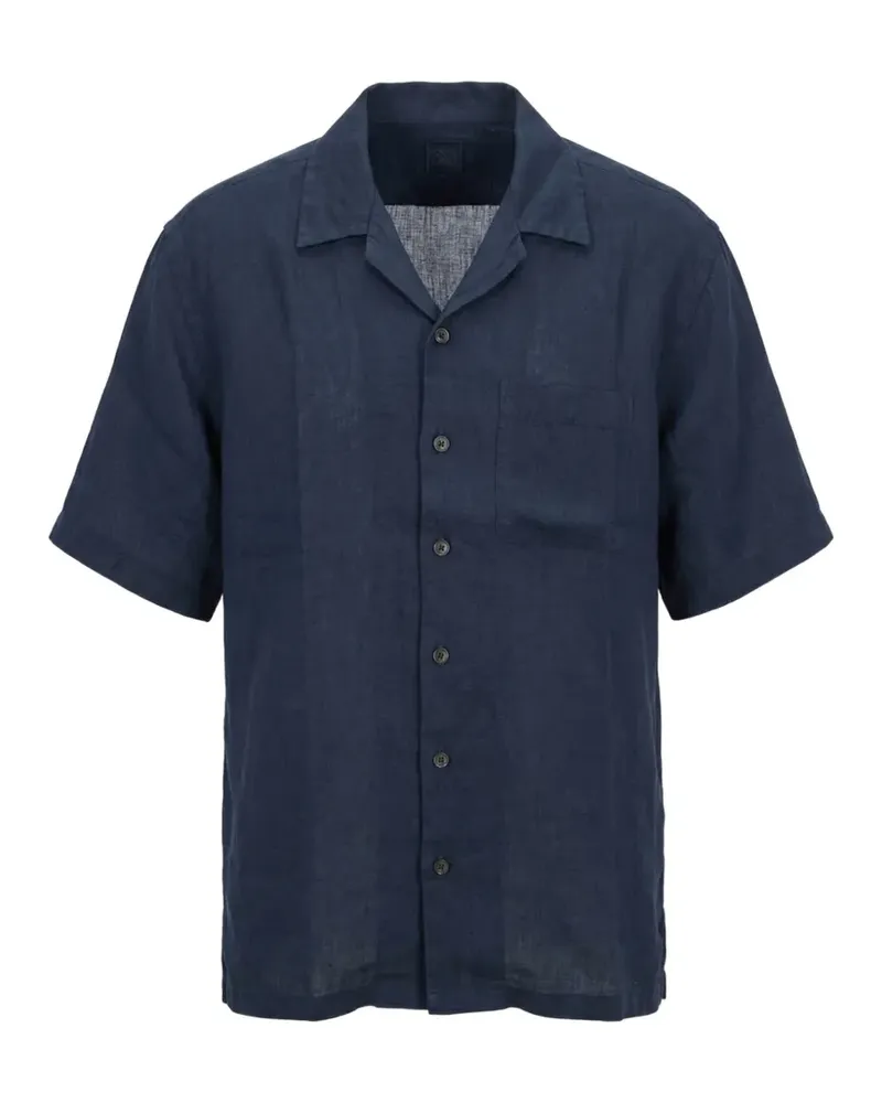120% Lino short-sleeve linen shirt - Blau Blau