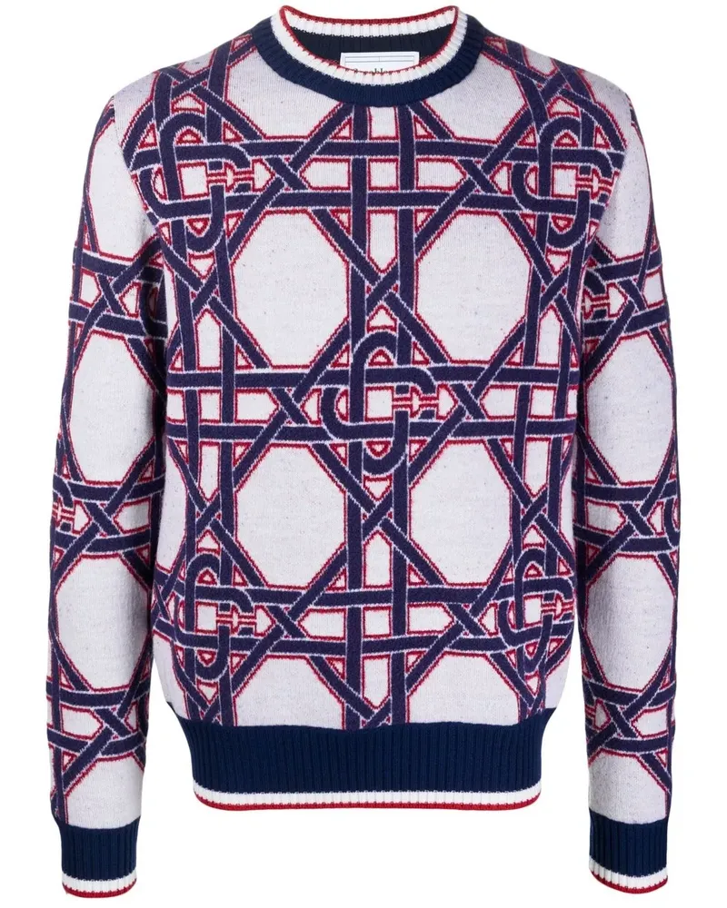 Casablanca Paris Intarsien-Pullover mit Logo - Weiß Weiß