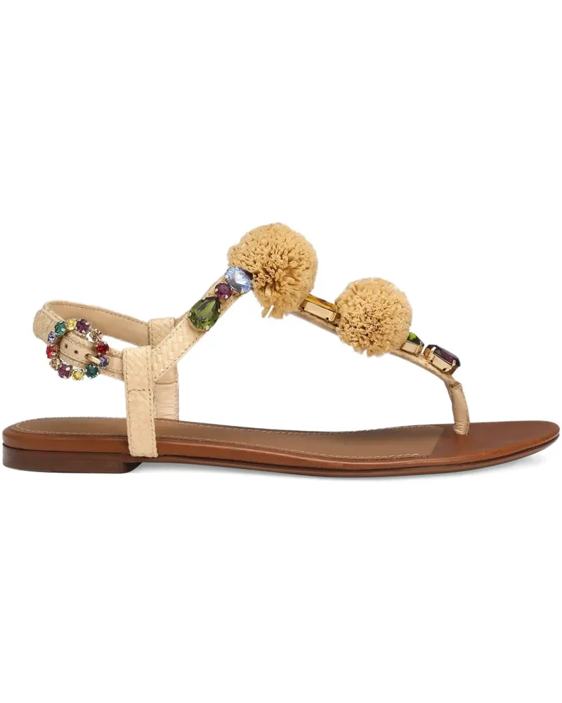 Dolce & Gabbana Sandalen mit Pompon-Detail - Nude Nude