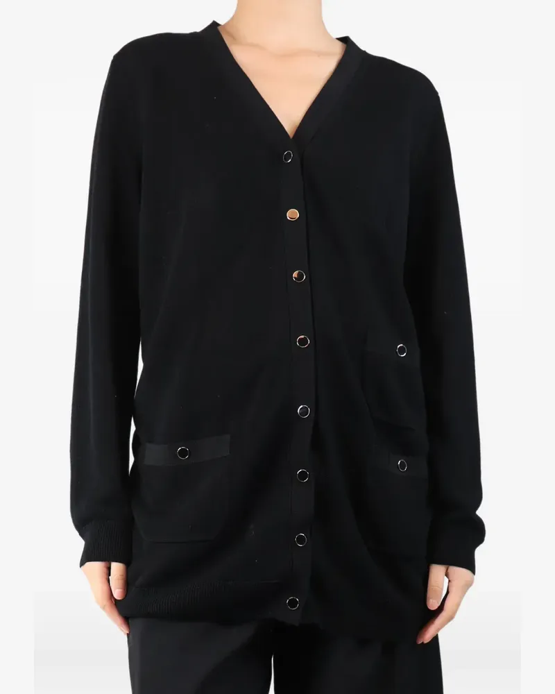 Lafayette148 button-down V-neck cotton cardigan - Schwarz Schwarz