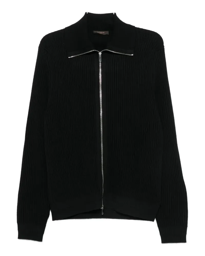 Zanone ribbed-knit zip-up cardigan - Schwarz Schwarz