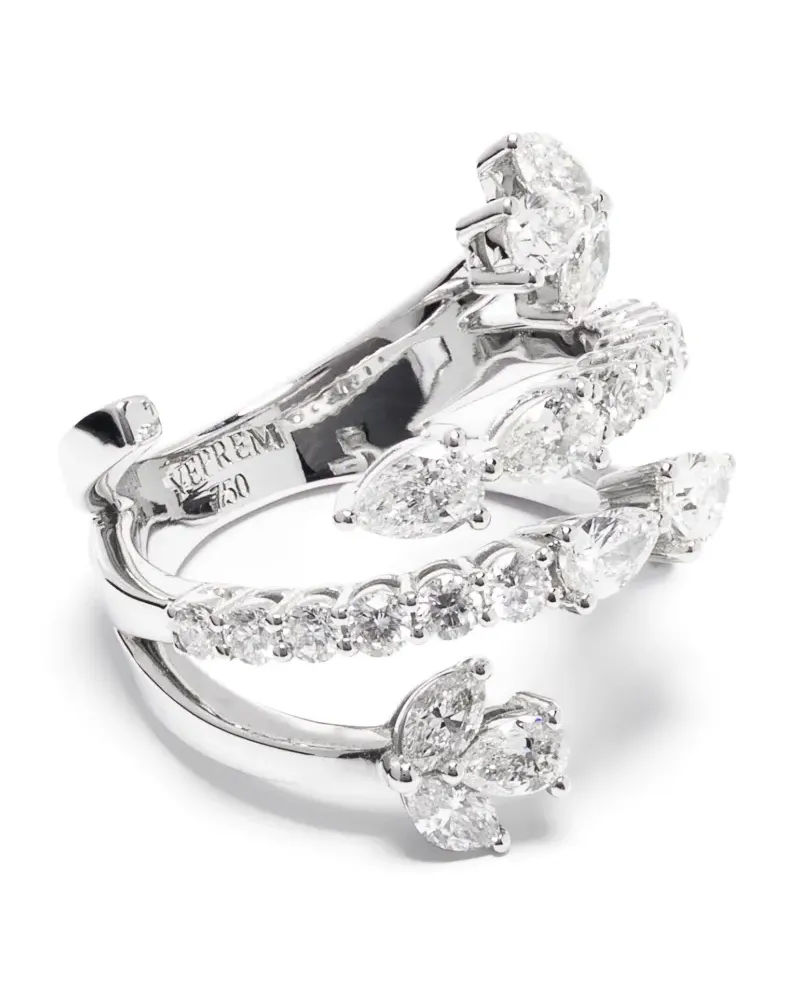 YEPREM 18kt Weißgoldring mit Diamanten - Silber Silber