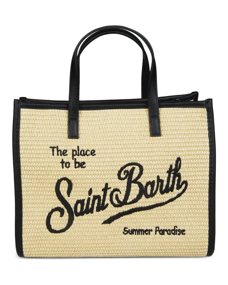 MC2 Saint Barth Vivian mid straw embroidered tote bag - Nude Nude