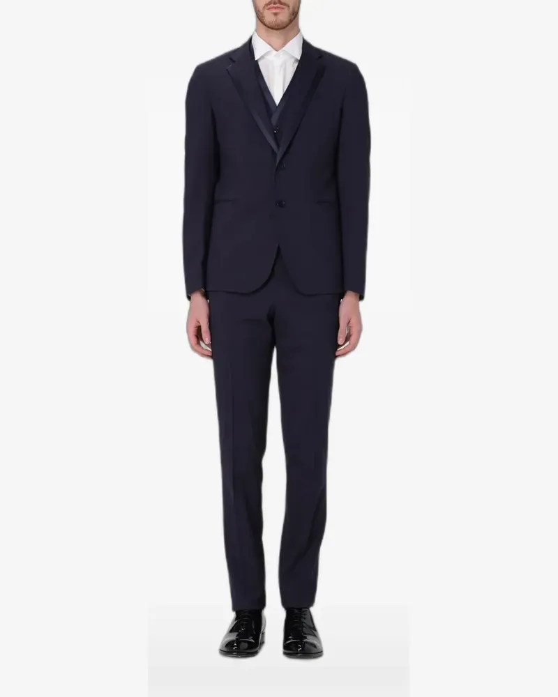 Brian Dales satin-trim three-piece suit - Blau Blau