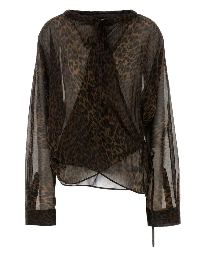 Balenciaga Georgette-Bluse mit Print - Braun Braun