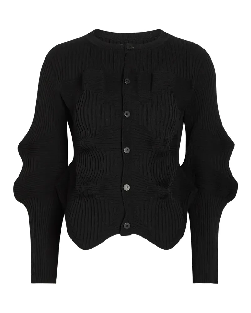 Issey Miyake Linkage button ridged cardigan - Schwarz Schwarz