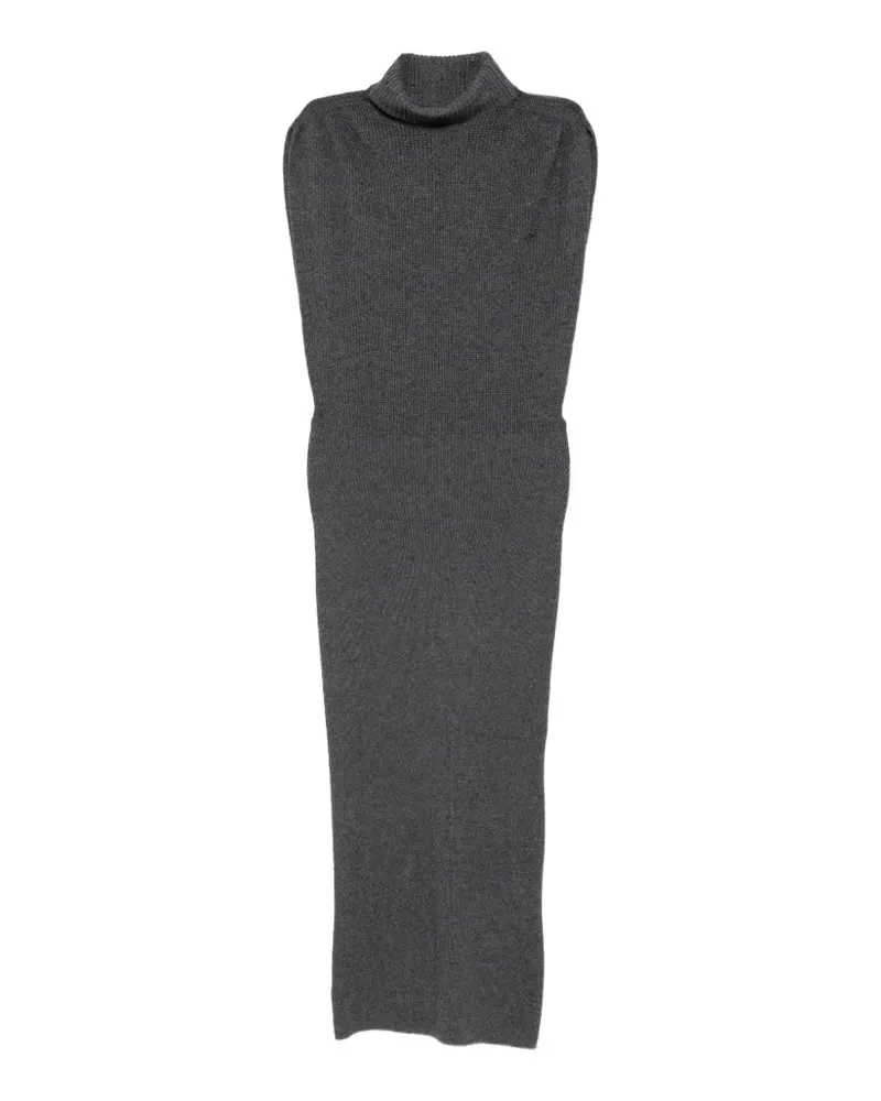 Twin-Set ribbed-knit roll-neck midi dress - Grau Grau