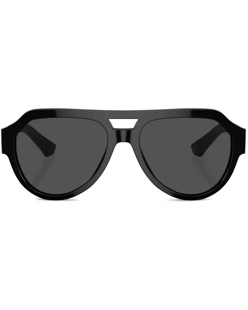 Dolce & Gabbana Pilotenbrille mit Logo-Schild - Schwarz Schwarz