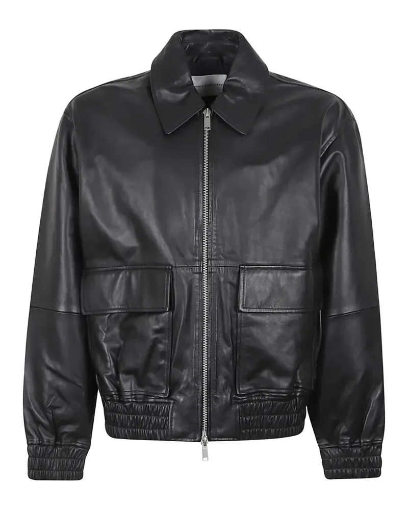 Studio Nicholson Piston zip-up leather jacket - Schwarz Schwarz