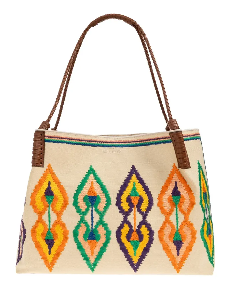 Etro Mittelgroße Libra Schultertasche mit Flechthenkel - Nude Nude