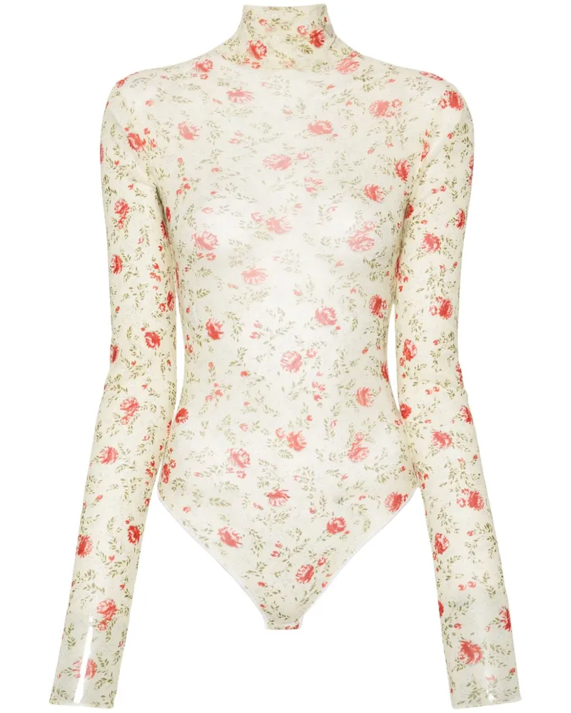 Prada Floraler Mesh-Body - F0011 RED F0011
