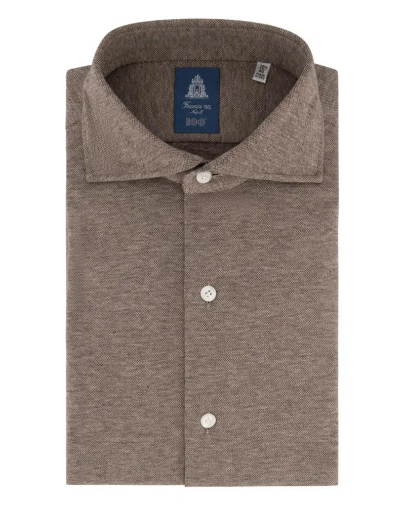 Finamore 1925 Geknöpftes Piqué-Hemd - Braun Braun