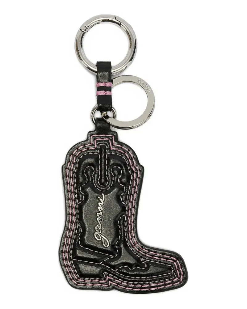 Ganni Stiefel-Schlüsselanhänger mit Ziernaht - Schwarz Schwarz