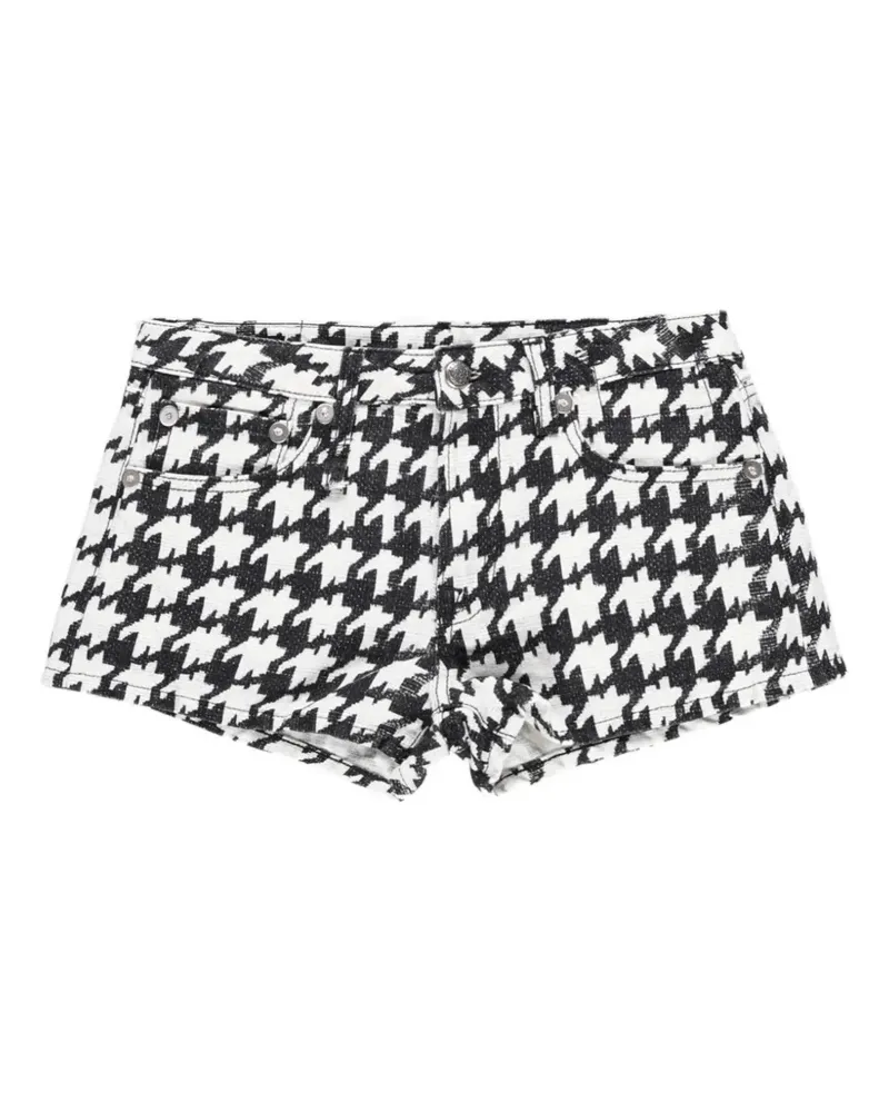 R13 Effie houndstooth-print DENIM shorts - Weiß Weiß