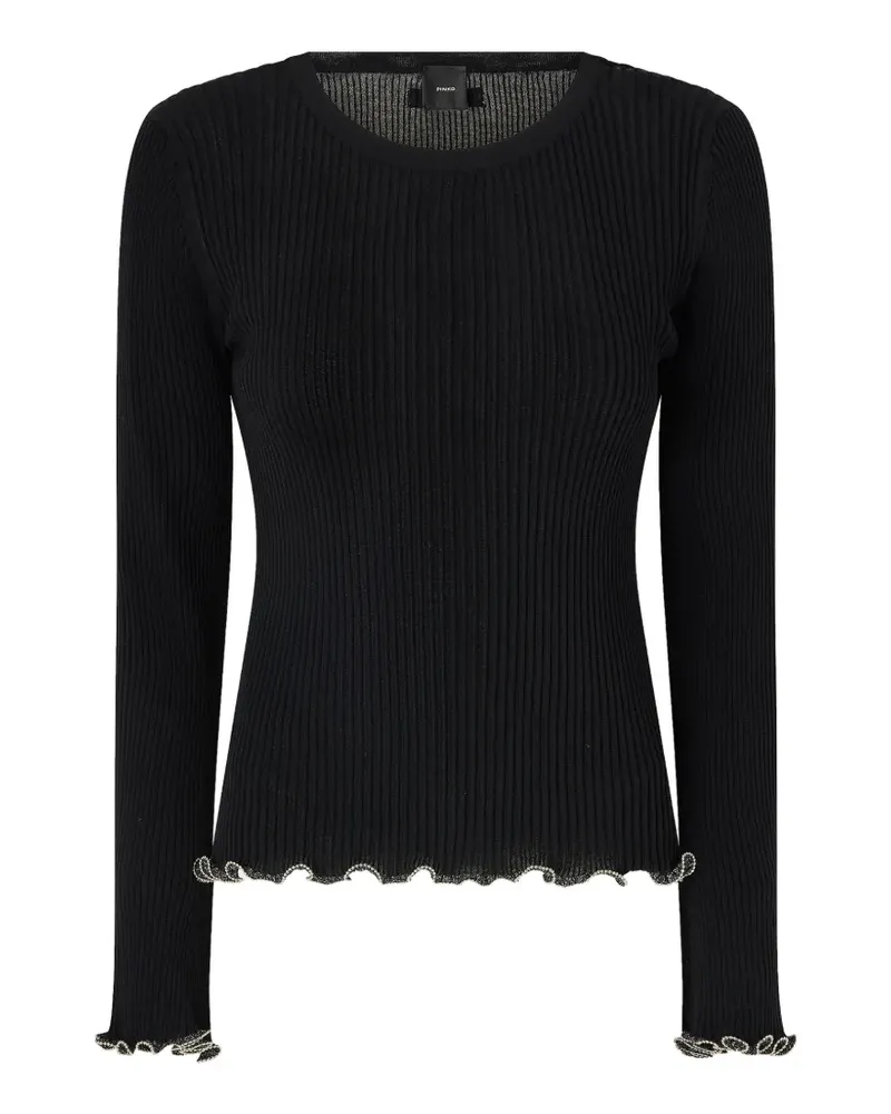 Pinko Nebbia ruffled rib top - Schwarz Schwarz