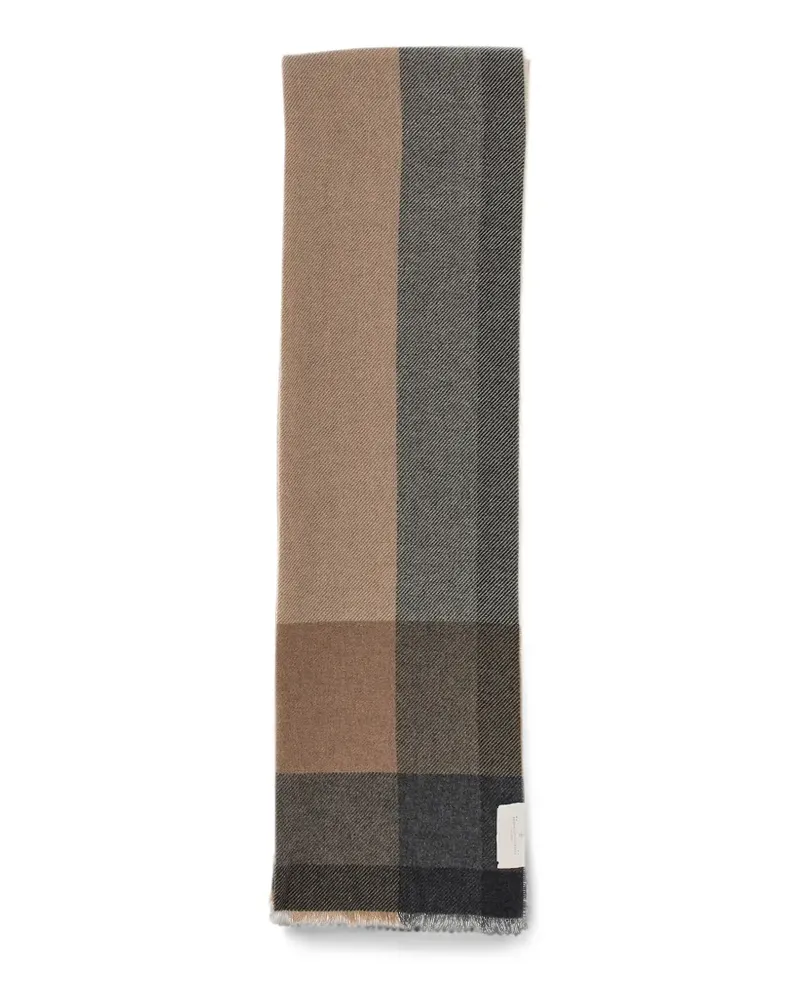 Brunello Cucinelli check frayed scarf - Nude Nude