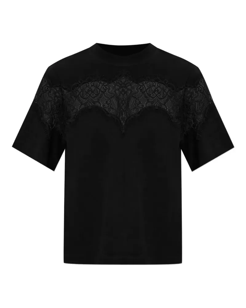 AllSaints Lisa T-Shirt mit Spitzeneinsatz - Schwarz Schwarz