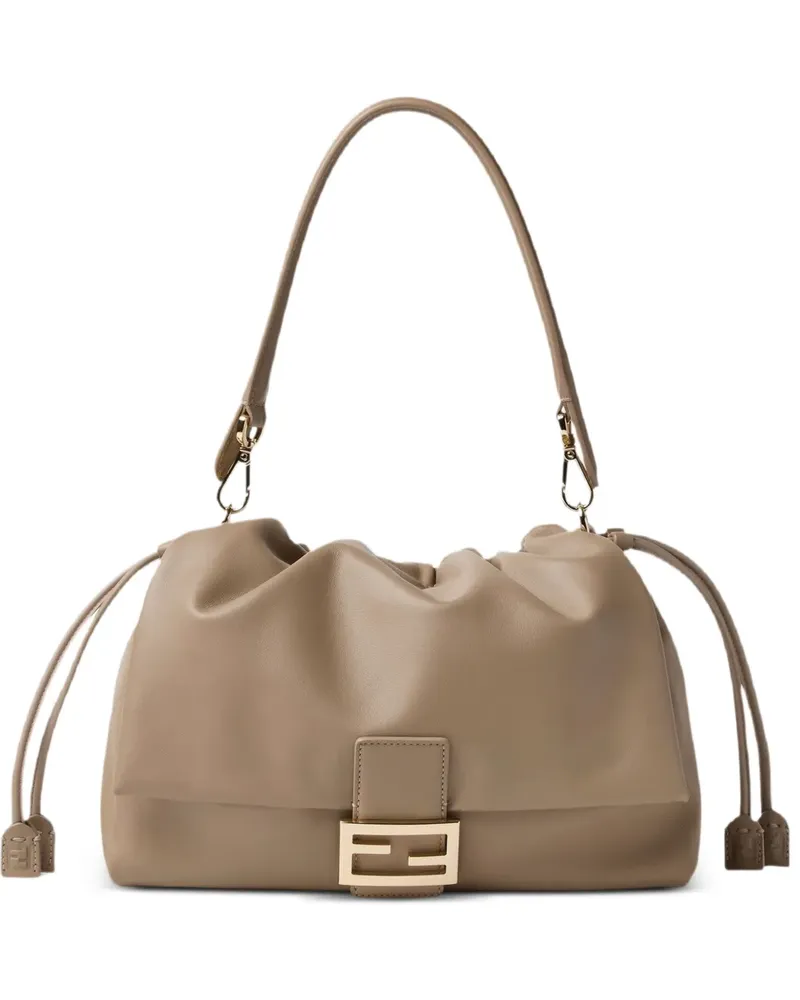Fendi Großer Baguette Soft Tote Bag mit Logo-Schild - Nude Nude