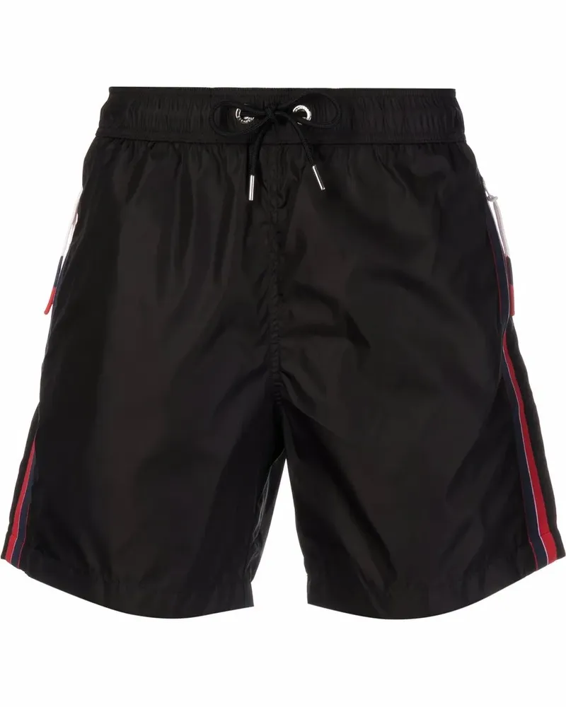 Moncler Badehose mit Logo-Patch - Schwarz Schwarz