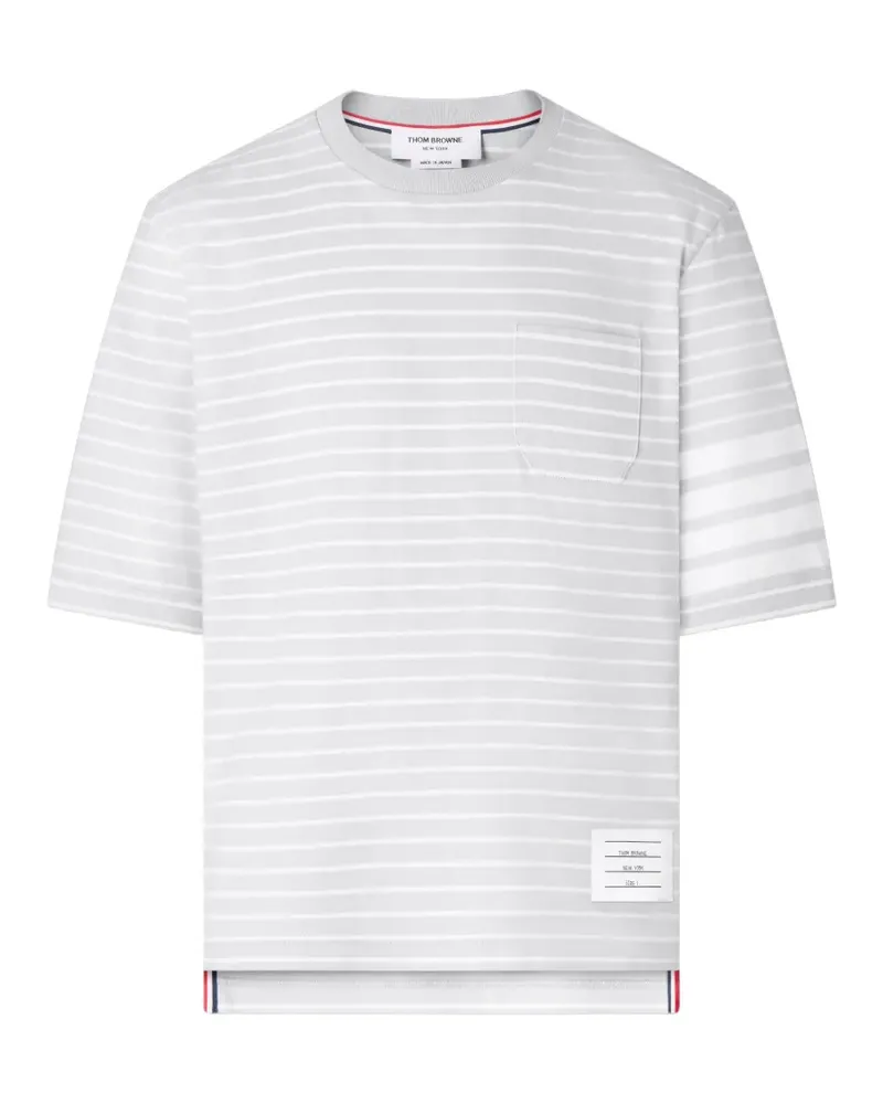 Thom Browne T-Shirt mit Streifen-Stricktasche - Grau Grau