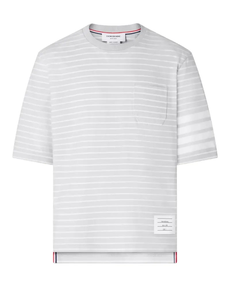 Thom Browne T-Shirt mit Streifen-Stricktasche - Grau Grau
