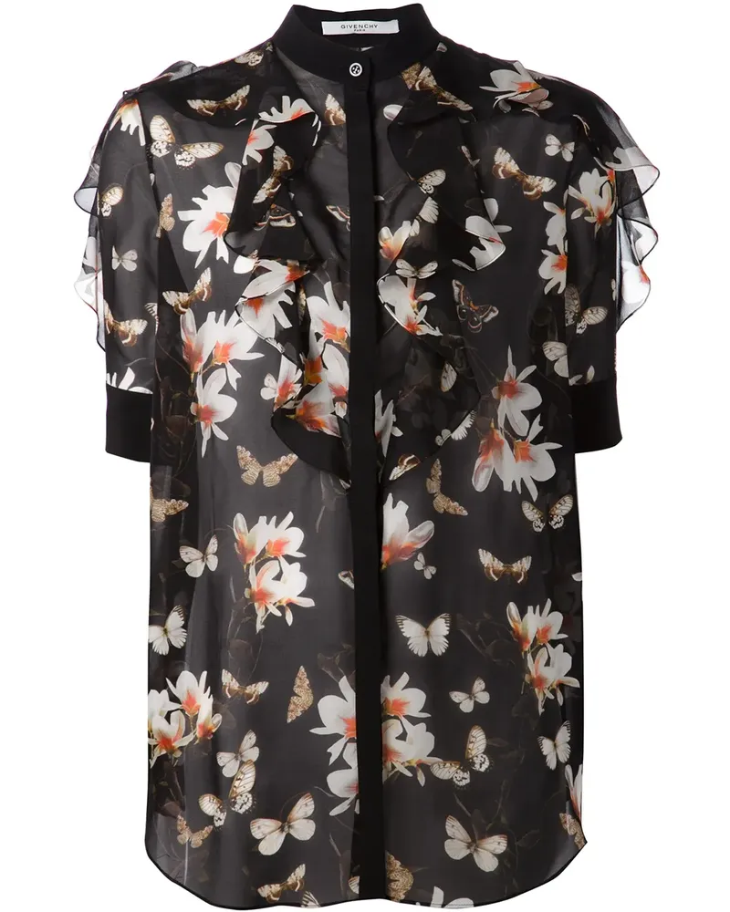 Givenchy Seidenbluse mit Blumen-Print - Schwarz Schwarz