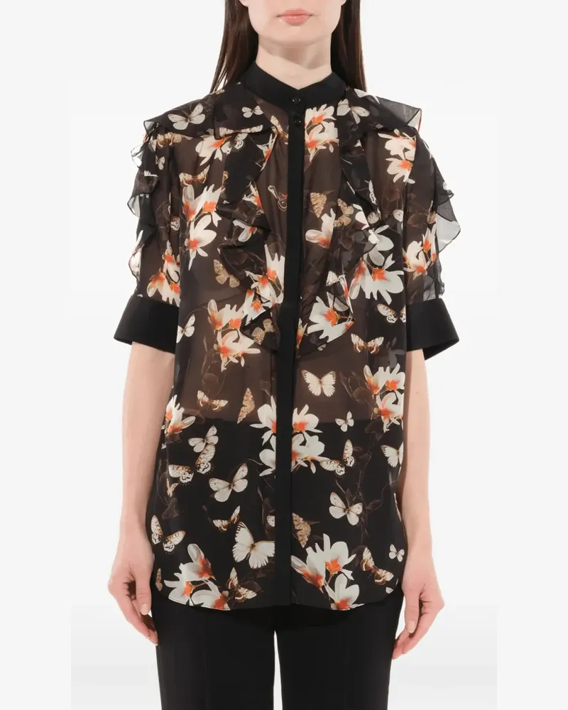 Givenchy Seidenbluse mit Blumen-Print - Schwarz Schwarz