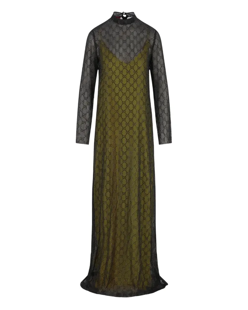 Gucci Maxikleid mit Logo - Grün Grün