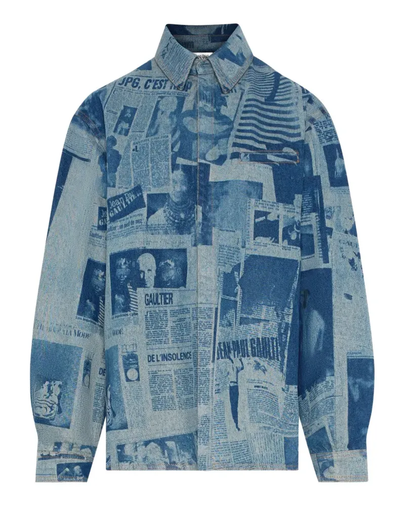 Jean Paul Gaultier Journal-print denim shirt - Blau Blau