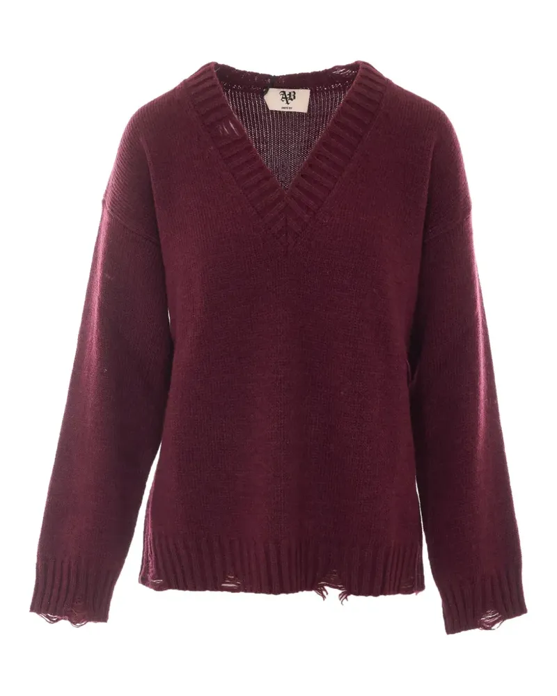 Aniye By Tina Pullover mit V-Ausschnitt im Distressed-Look - Rot Rot
