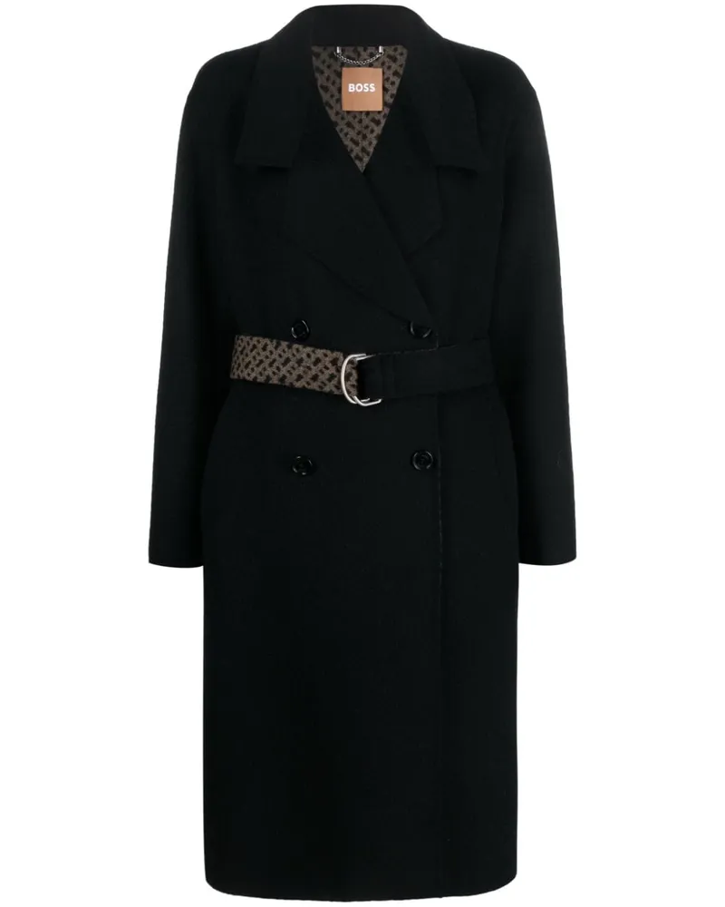 HUGO BOSS Jacquard-Mantel mit Monogramm - Schwarz Schwarz
