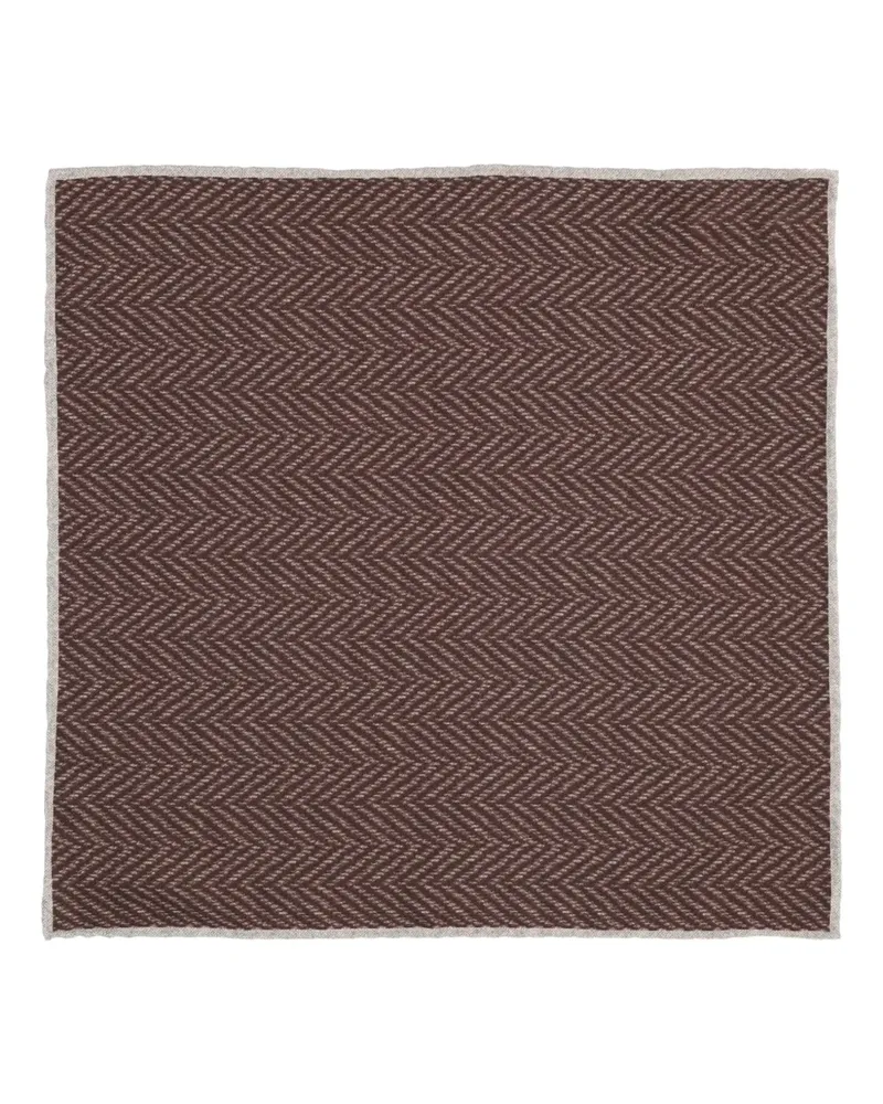 Brunello Cucinelli Einstecktuch mit Fischgrätenmuster - Braun Braun