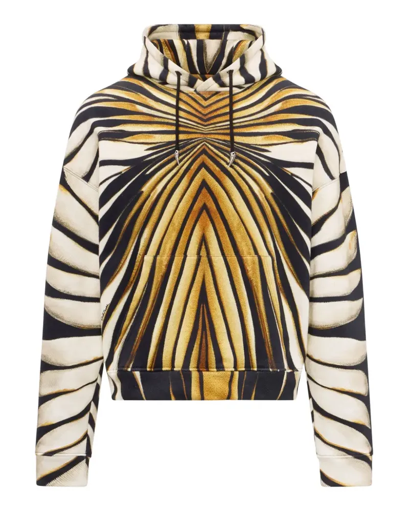 Roberto Cavalli Kordelzug-Hoodie mit Ray of Gold-Print - Schwarz Schwarz