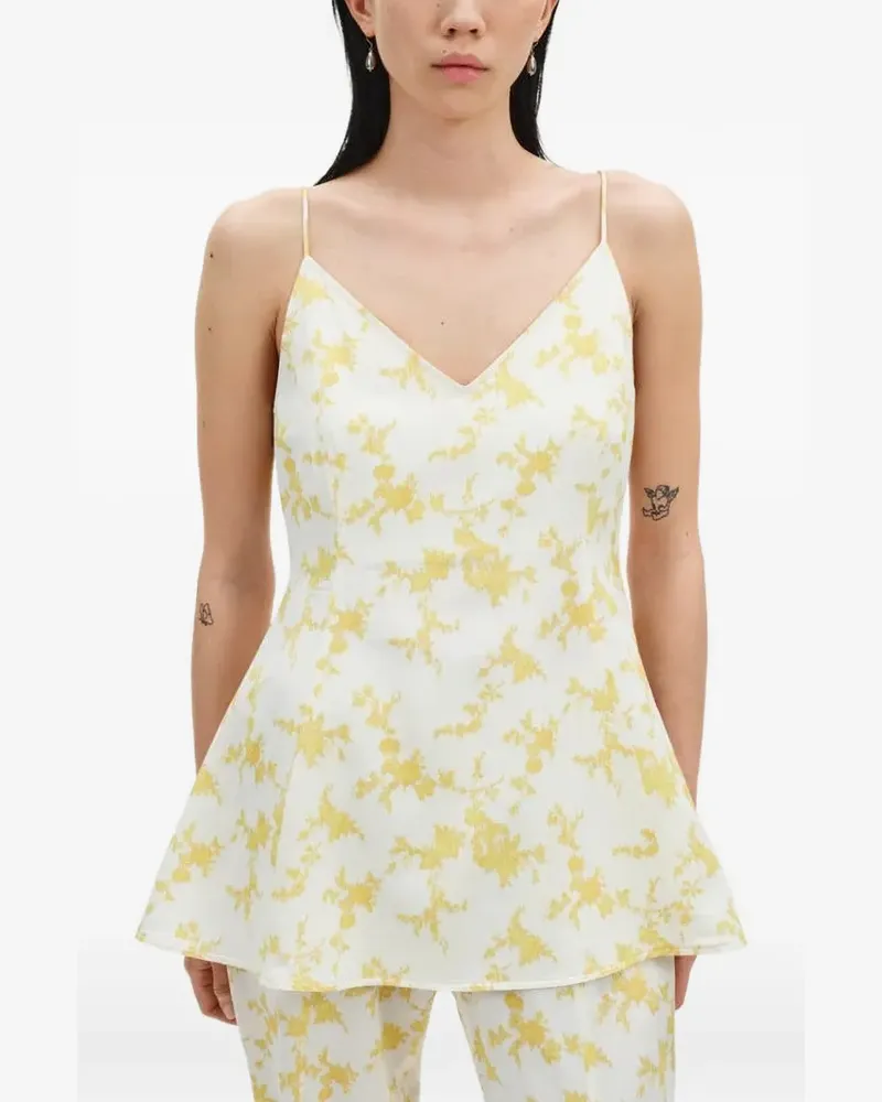 BITE Studios floral-print spaghetti-strap top - Weiß Weiß